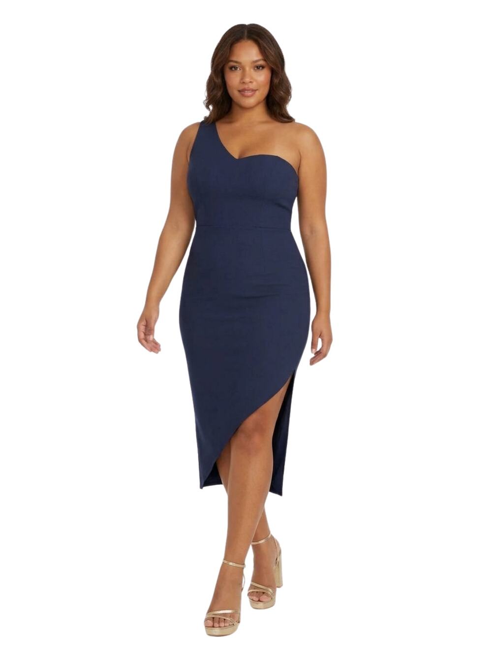 Dress the Population Magnolia Dark Blue One Shoulder Asymmetric Bodycon Dress XL